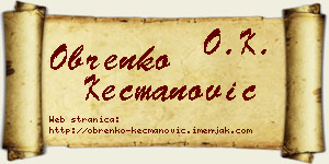 Obrenko Kecmanović vizit kartica